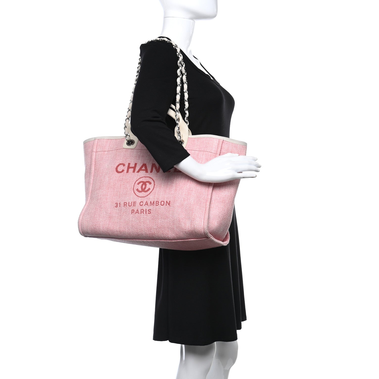 Chanel Canvas Medium Deauville Tote Pink 3 of 14