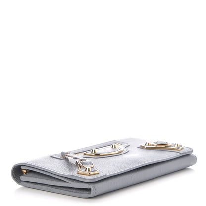 Balenciaga Chevre Gold Metallic Edge Hardware Continental Flap Wallet Bleu Acier 4 of 8
