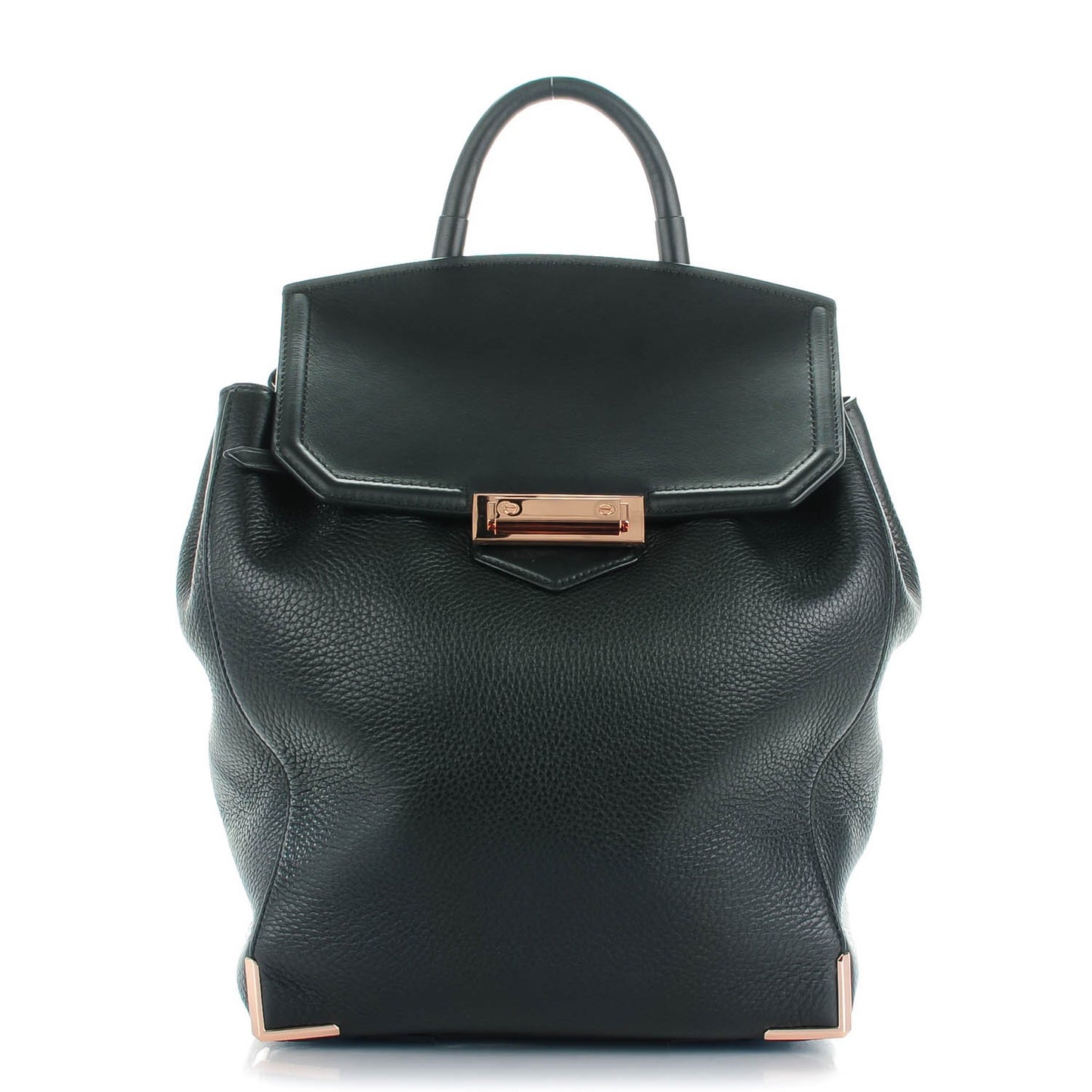 Pebbled Calfskin Prisma Skeletal Backpack Black Rose Gold Hardware