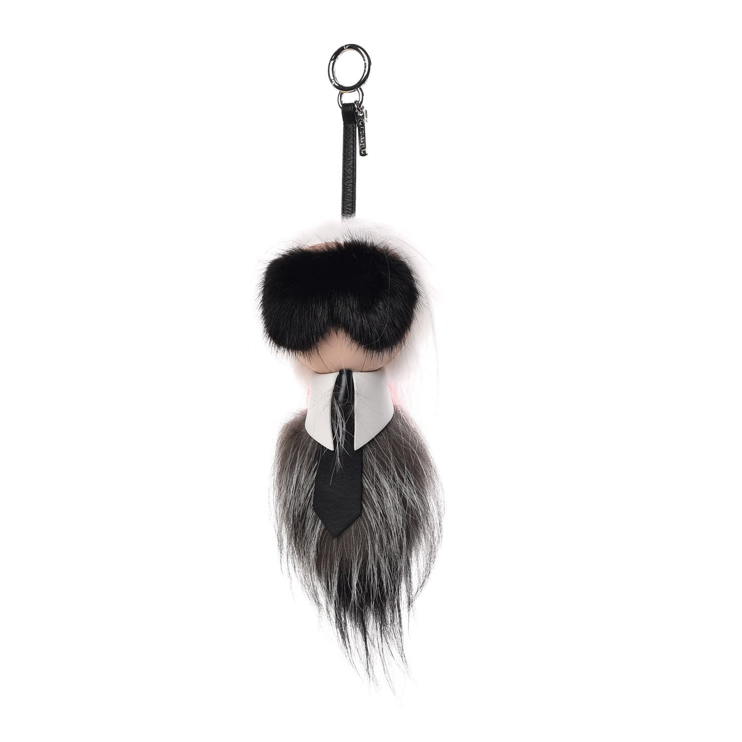 Fox Mink Goat Fur Nappa Karlito Bag Charm Black Foresta Rosso