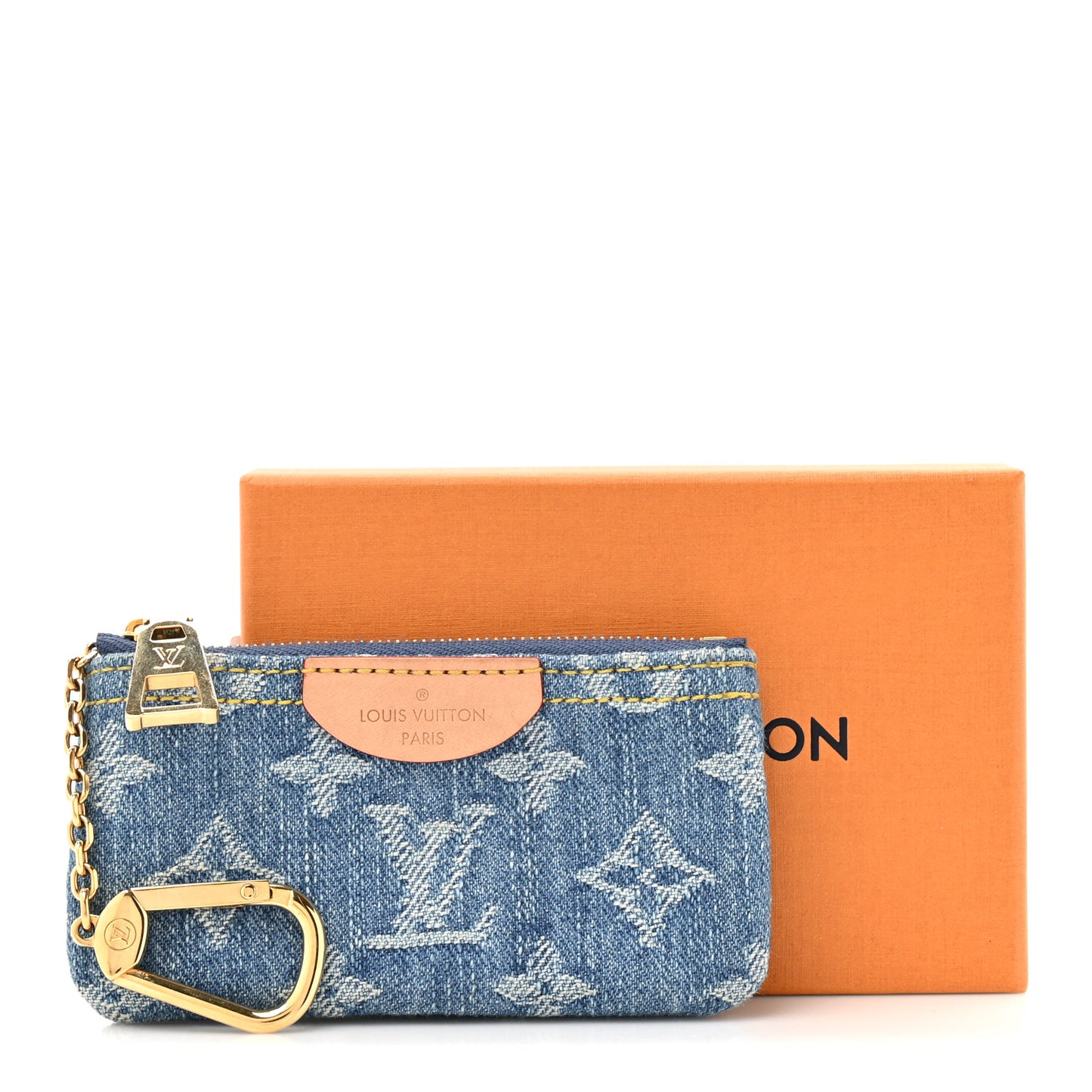 Monogram Denim Key Pouch Denim Blue