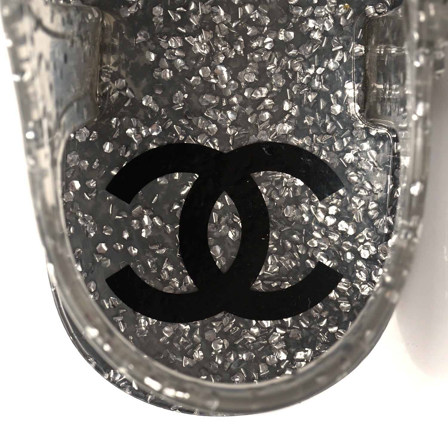 Chanel Jelly Camellia Glitter Thong Sandals 37 Grey 6 of 9
