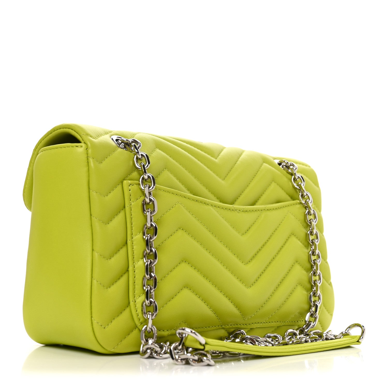 Gucci Calfskin Matelasse Medium GG Marmont Shoulder Bag Bright Green 3 of 10