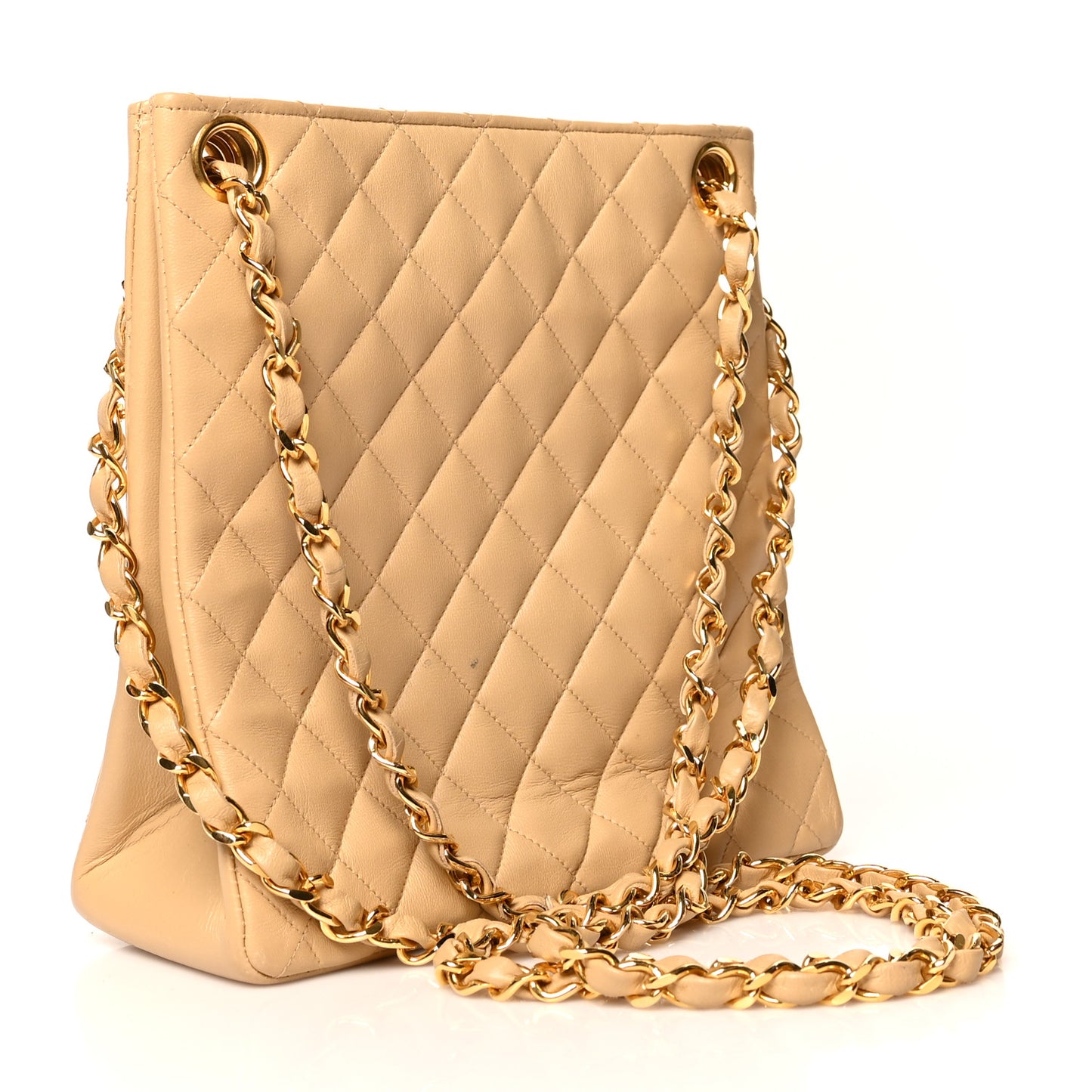 Lambskin Quilted CC Tote Beige
