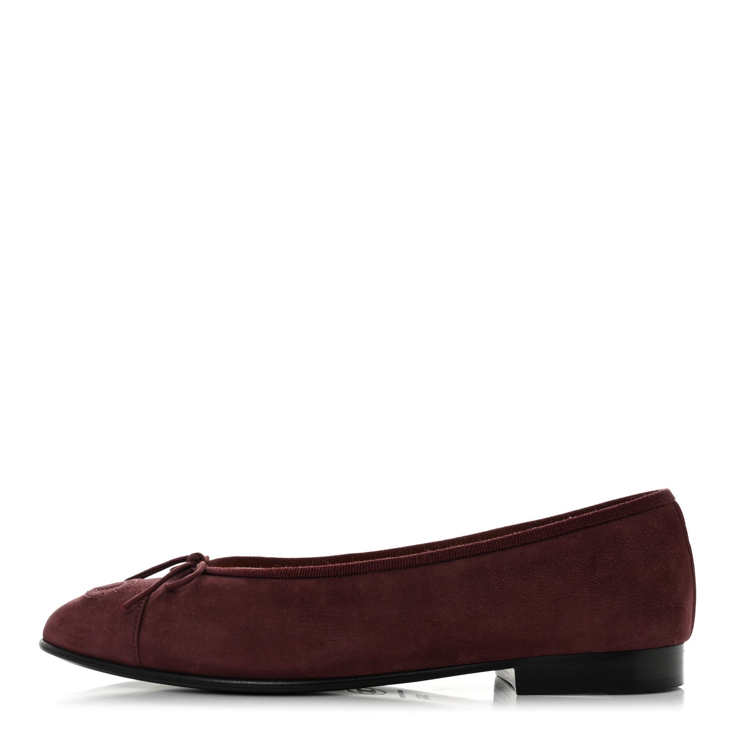 Chanel Suede Cap Toe CC Ballerina Flats 36.5 Burgundy 1 of 9