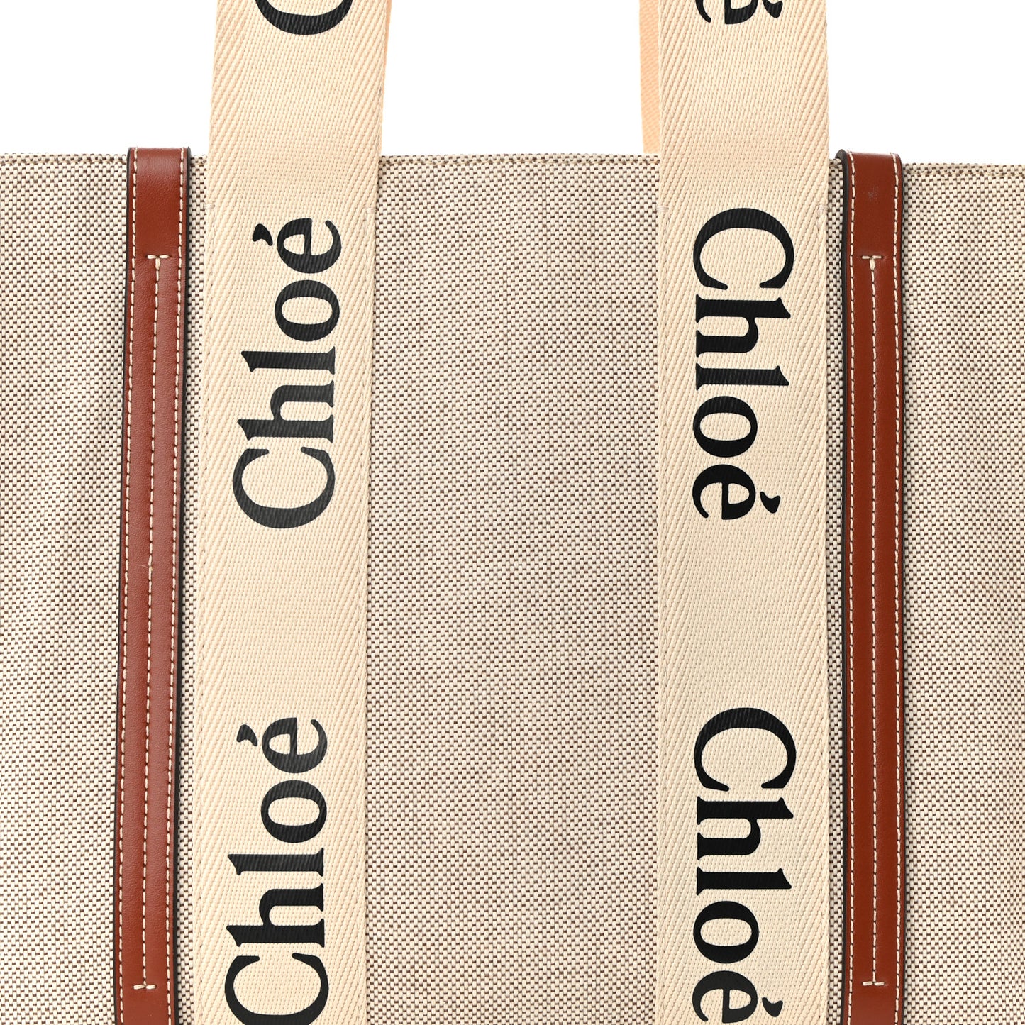 Cotton Calfskin Medium Woody Ribbon Tote White Brown