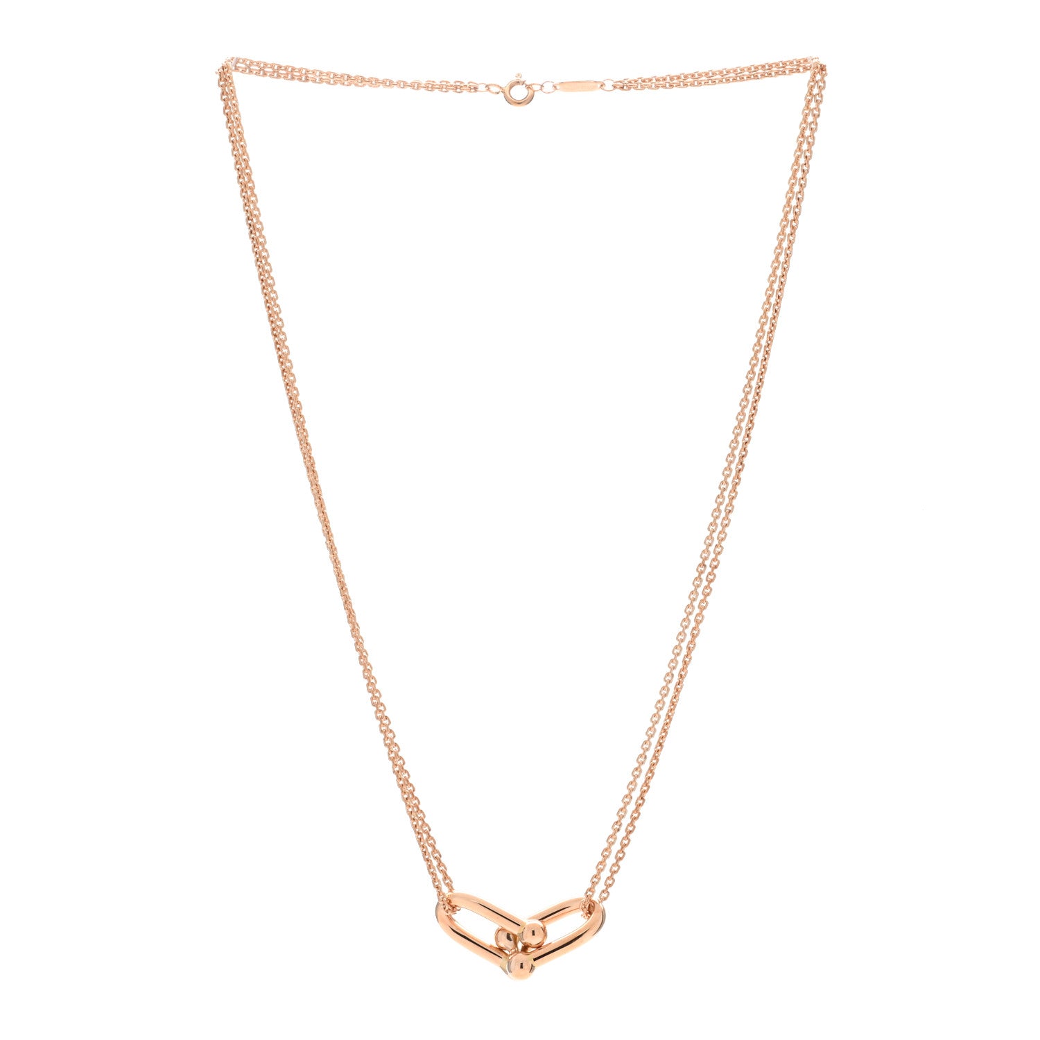 Tiffany 18K Rose Gold HardWear Double Link Pendant Necklace 2 of 4