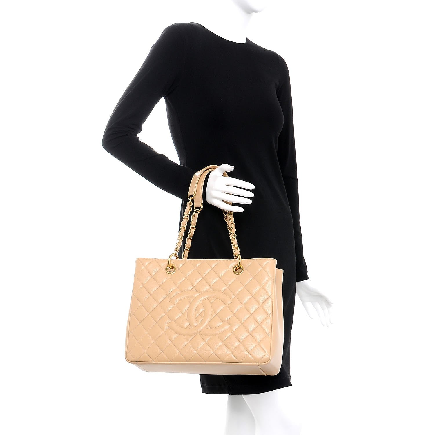 Chanel Caviar Quilted Grand Shopping Tote GST Beige Clair 2 of 9