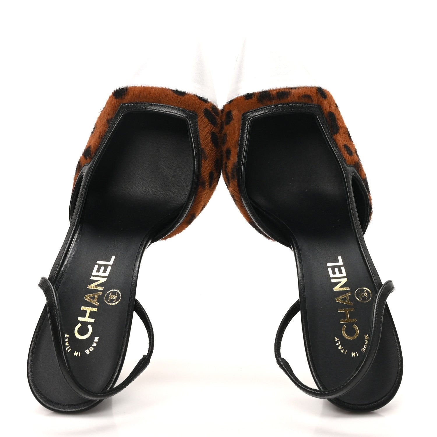 Chanel Lambskin Mixed Fibers Cap Toe CC Slingback Flats 37 Brown Black White 38 Brown Black White 2 of 9