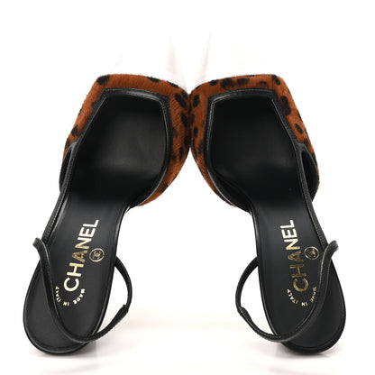 Chanel Lambskin Mixed Fibers Cap Toe CC Slingback Flats 37 Brown Black White 38 Brown Black White 2 of 9