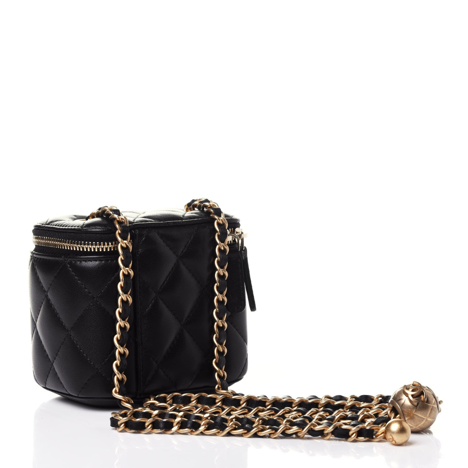 Chanel Lambskin Quilted Mini Pearl Crush Vanity Case With Chain Black 2 of 4