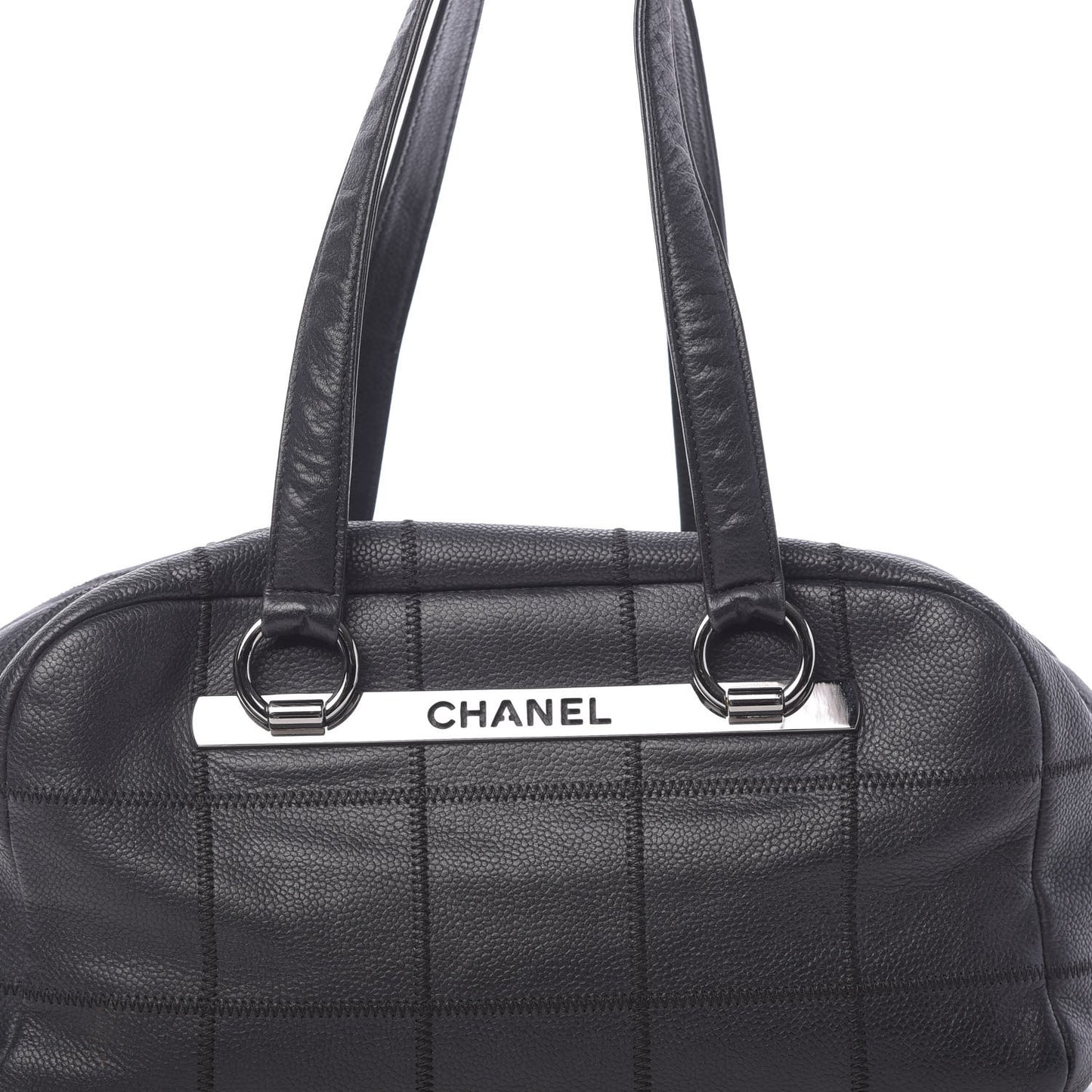 Caviar Square Stitched Tote Black