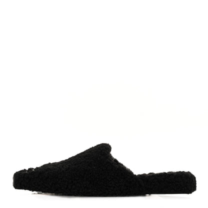 Balenciaga Faux Shearling Cosy BB Mules 38.5 Black 1 of 7