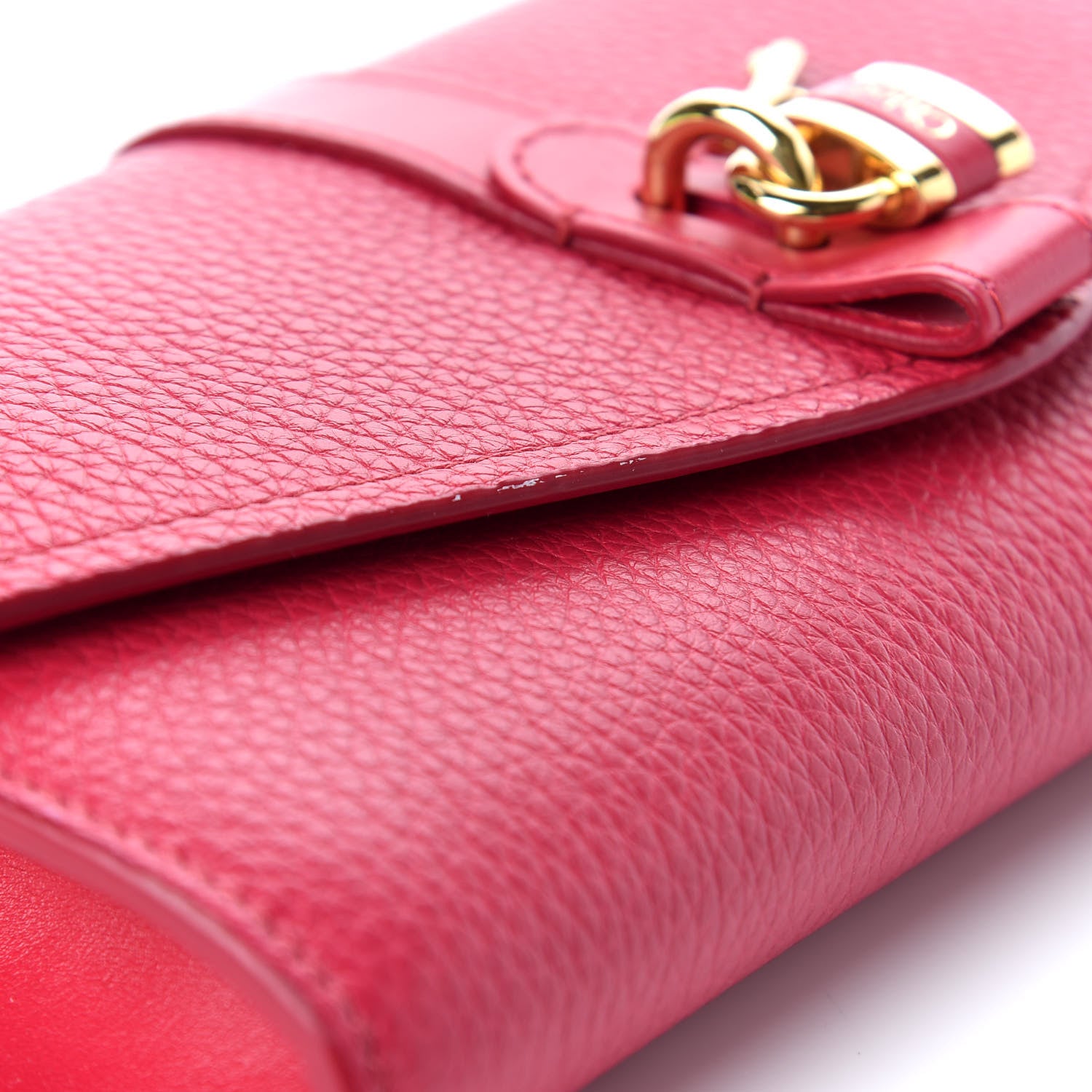 Chloe Shiny Grained Calfskin Aby Wallet on Chain Crimson Pink 12 of 12