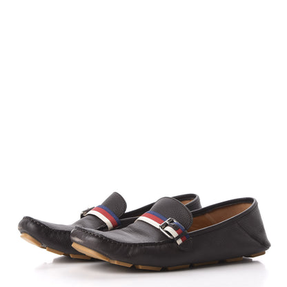 Gucci Calfskin Mens Web Sylvie Web Buckle Driver Loafers 9 Cocoa 2 of 9