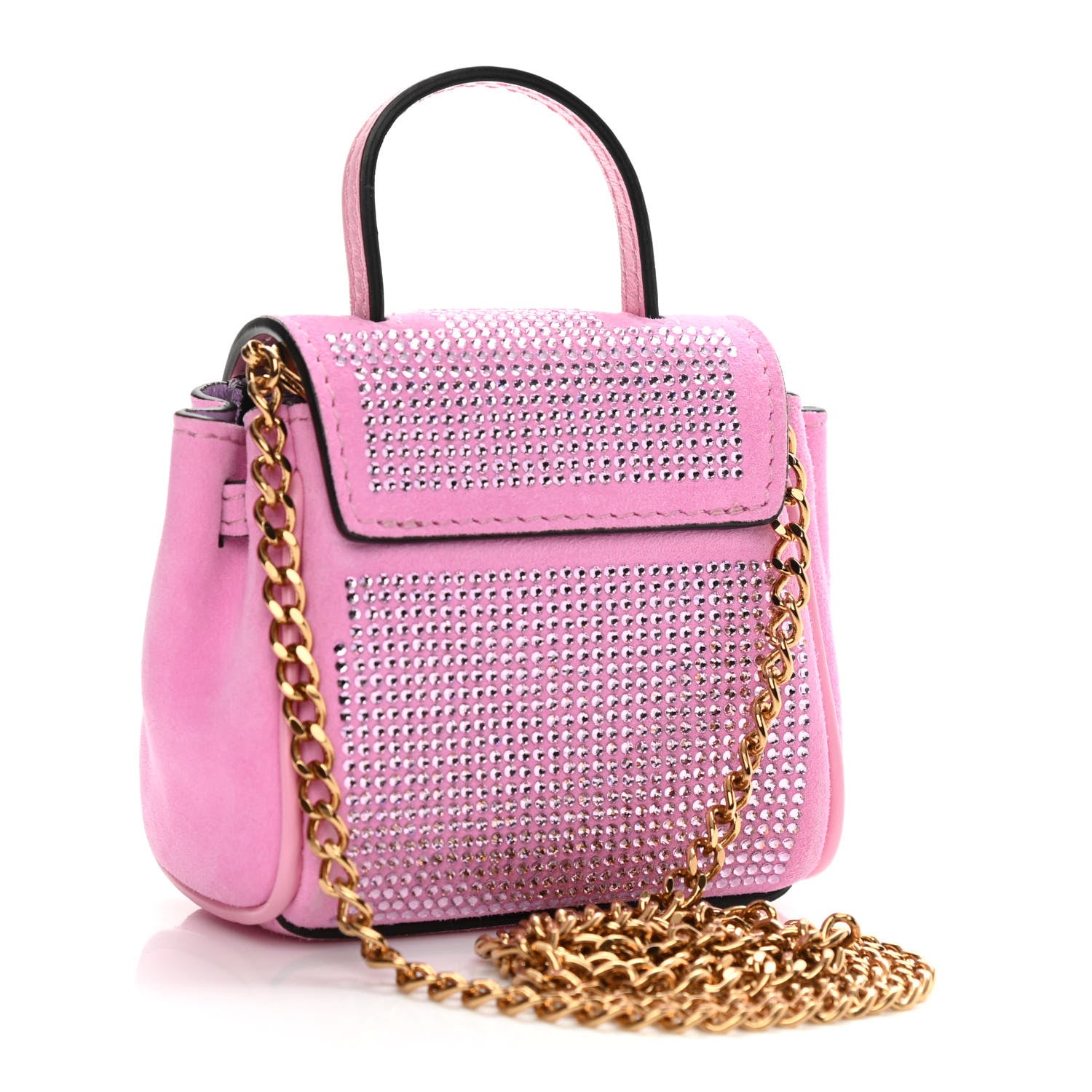 Versace Suede Crystal Studded Micro La Medusa Bag Light Pink 2 of 8