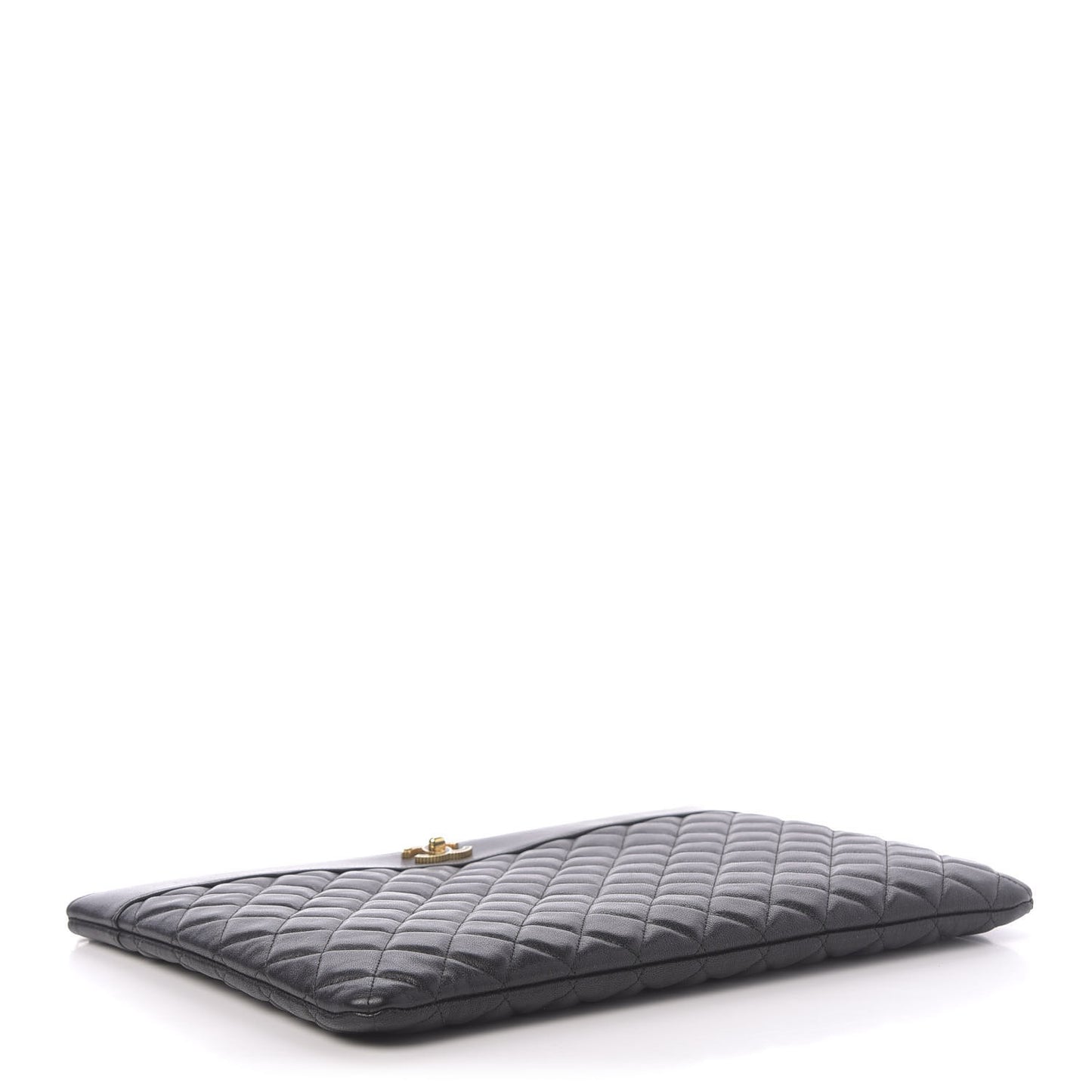 Lambskin Quilted Large Vintage Mademoiselle Cosmetic Case Black