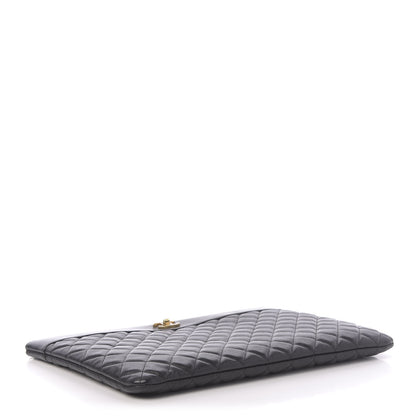 Chanel Lambskin Quilted Large Vintage Mademoiselle Cosmetic Case Black 4 of 11