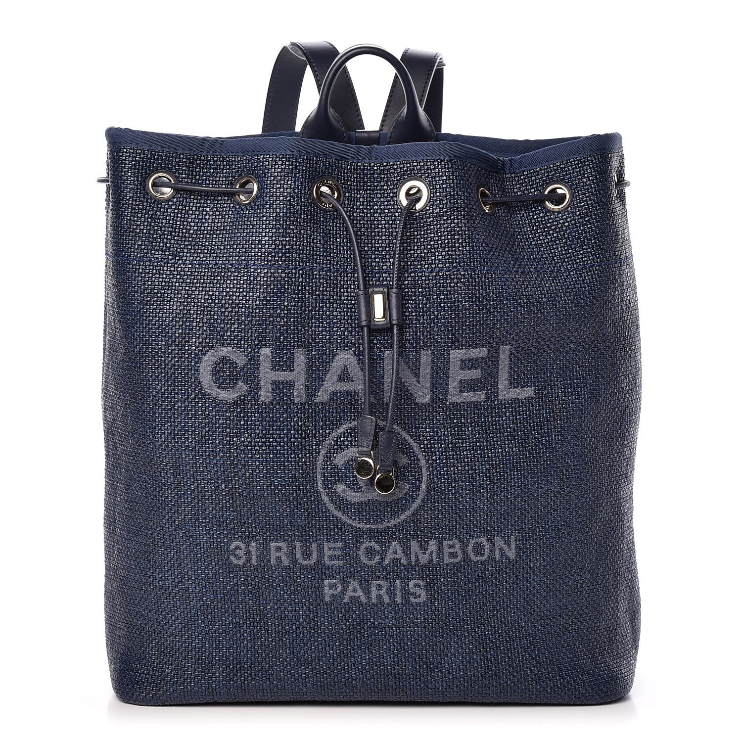 Chanel Woven Straw Medium Deauville Backpack Blue 1 of 14
