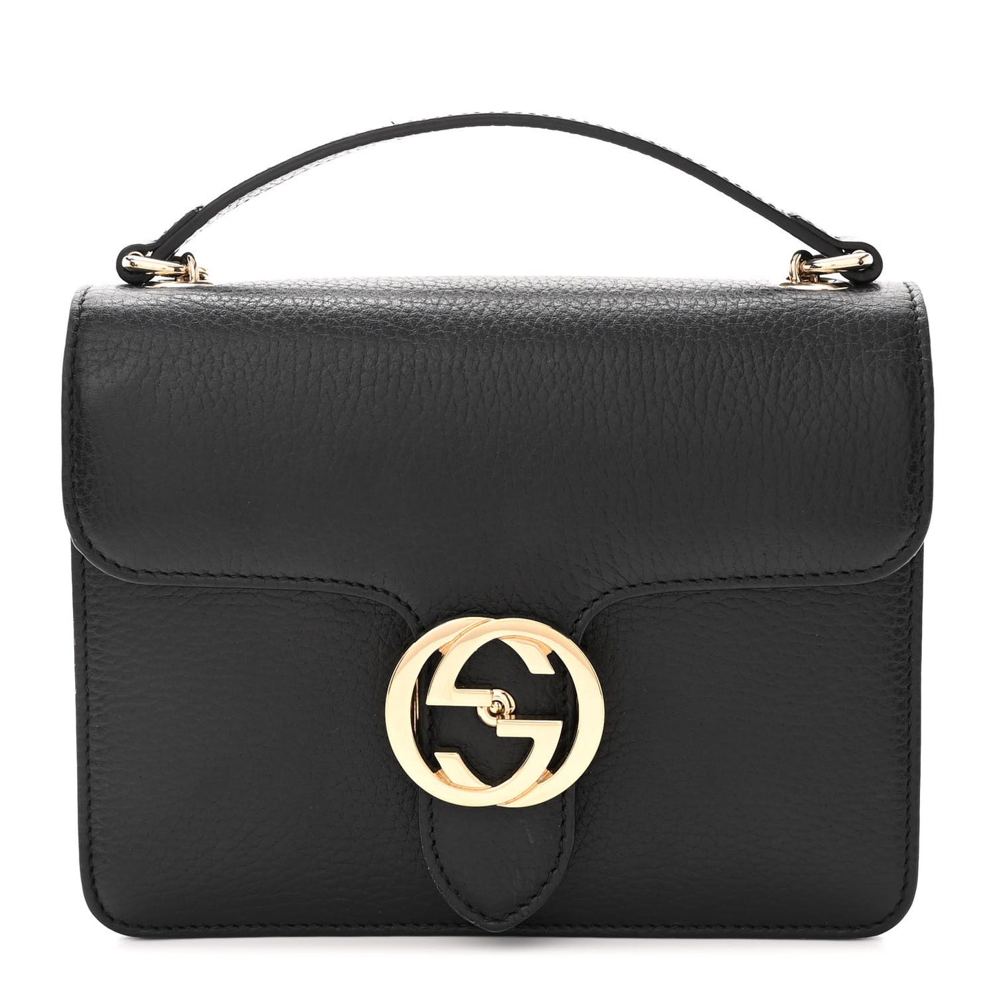 Dollar Calfskin Small Interlocking G Shoulder Bag Black