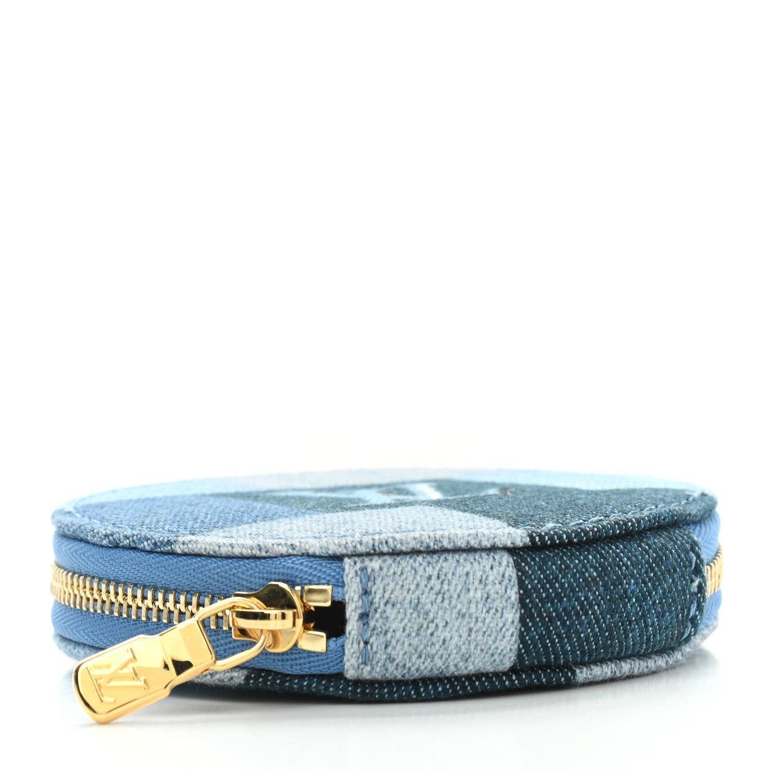 Louis Vuitton Denim Damier Monogram Patchwork Multi Pochette Accessories Coin Purse Blue Rouge 4 of 7