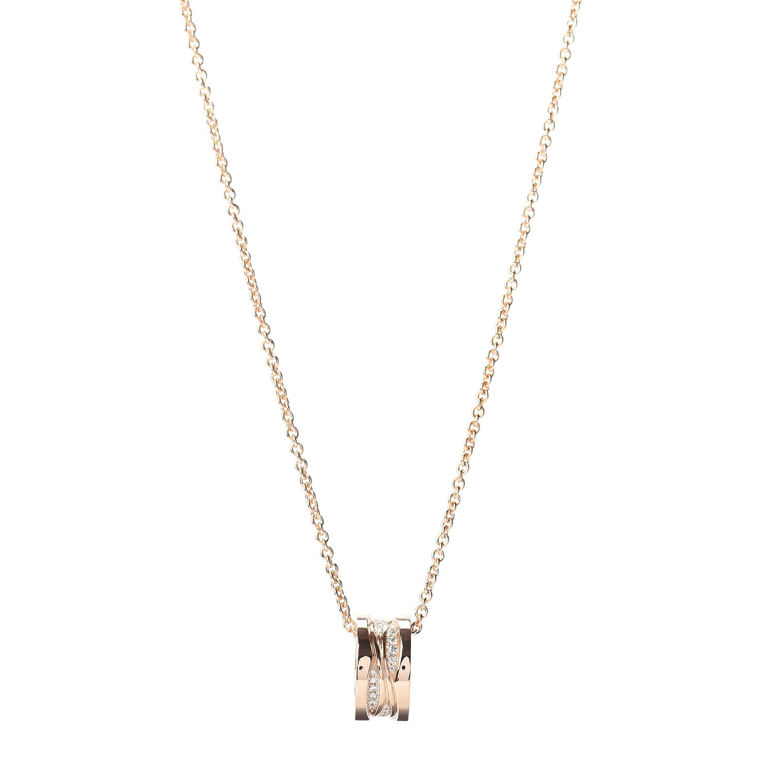 Bulgari 18K Rose Gold Diamond B.Zero1 Legend Pendant Necklace 1 of 4