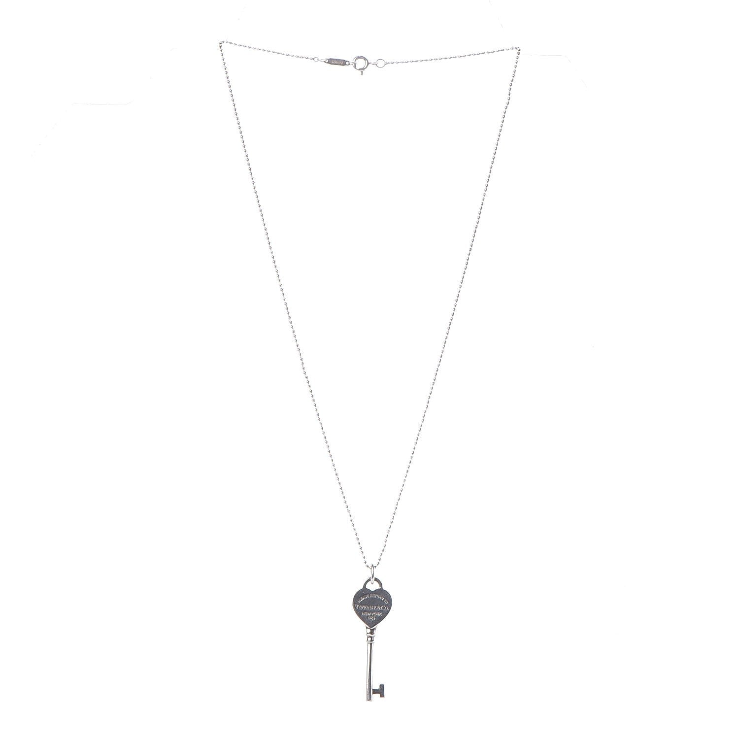 Tiffany Sterling Silver Return to Tiffany Heart Key Pendant Necklace 3 of 6