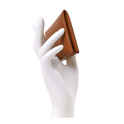 Hermes Epsom Calvi Card Case Gold 2 of 6