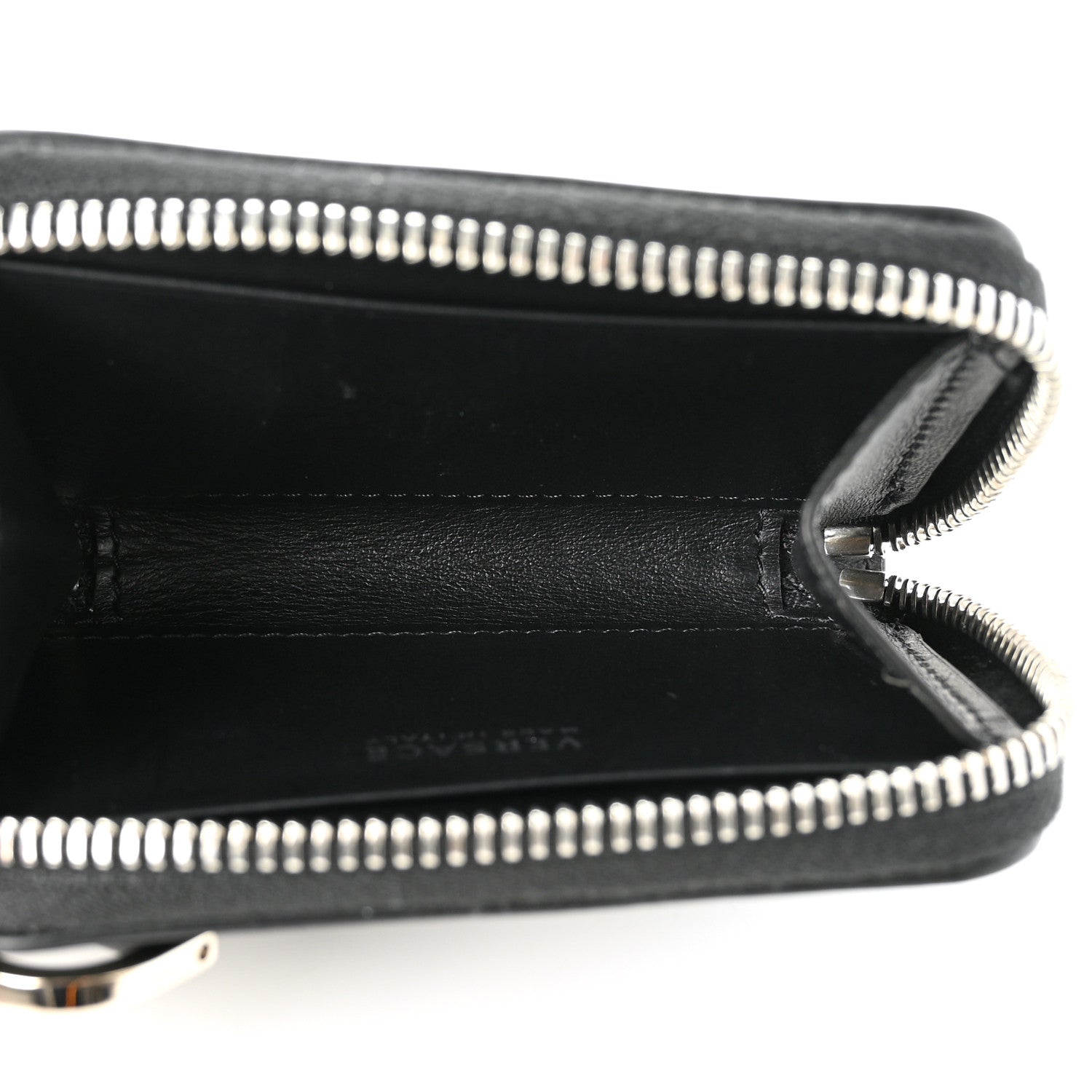 Versace Calfskin Nylon La Medusa Zip Around Lanyard Wallet Black 5 of 7