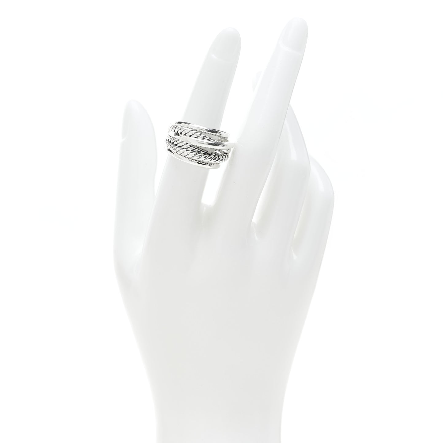 Sterling Silver 15mm Wide Crossover Cable Ring 50 5.5
