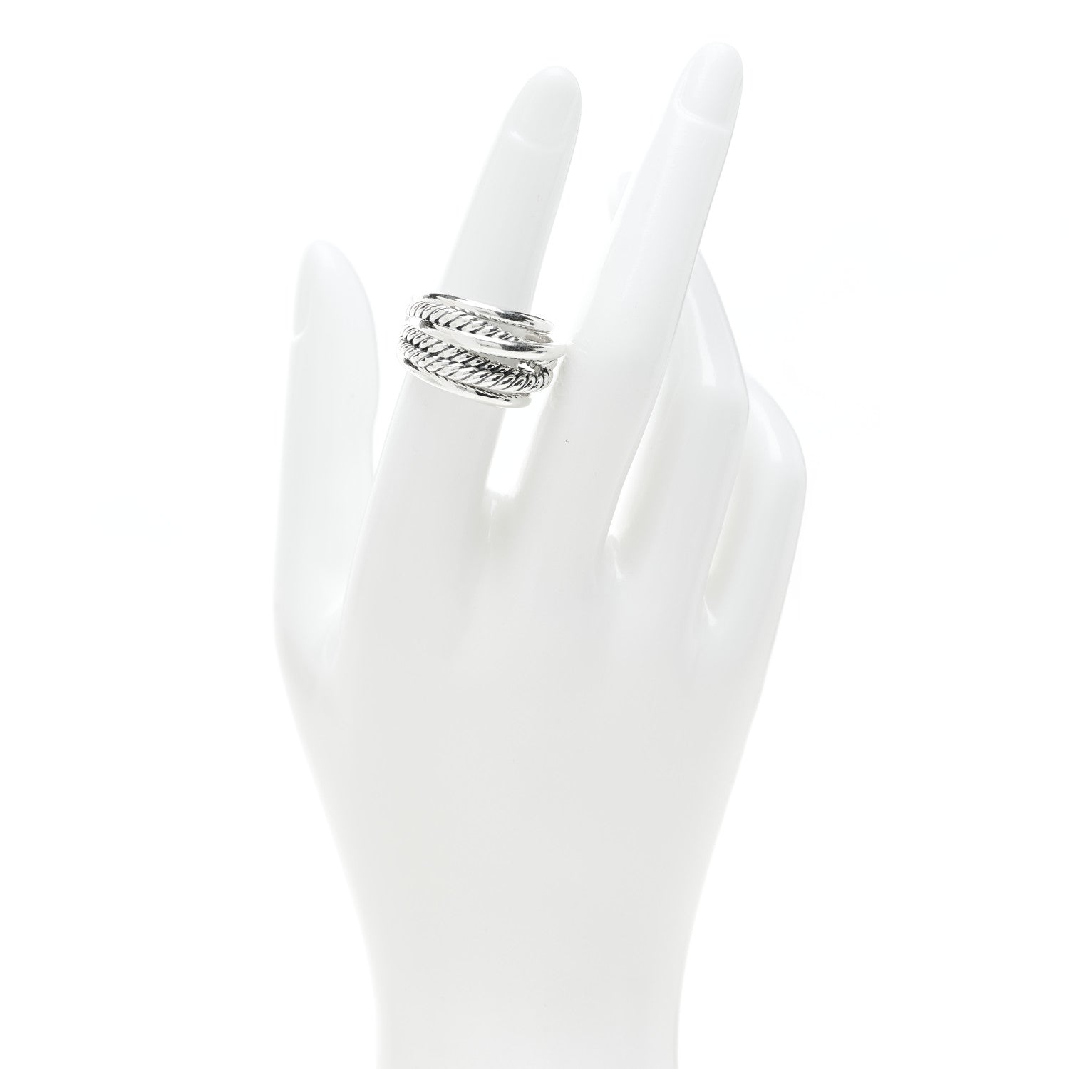 David Yurman Sterling Silver 15mm Wide Crossover Cable Ring 50 5.5 2 of 6