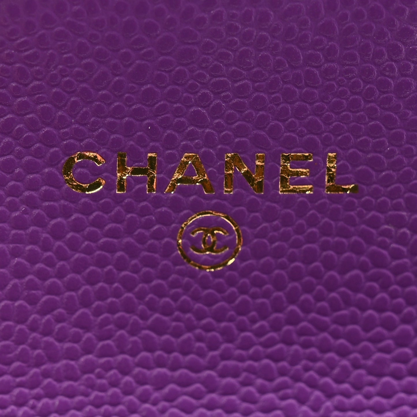 Caviar Quilted Flap Card Holder Wallet Purple