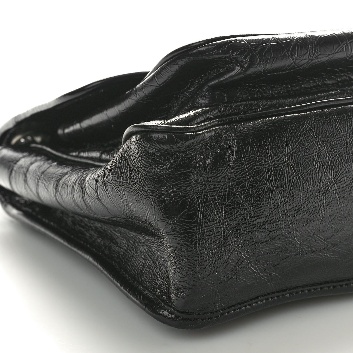 Crinkled Calfskin Matelasse Monogram Medium Niki Chain Satchel Black