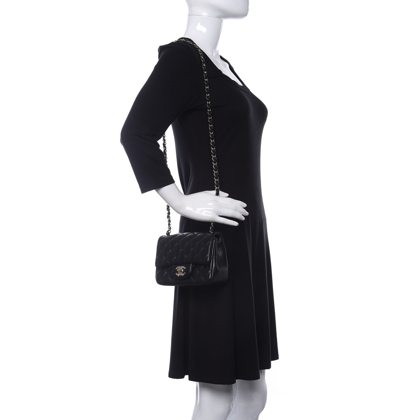 Lambskin Quilted Mini Square Flap Black