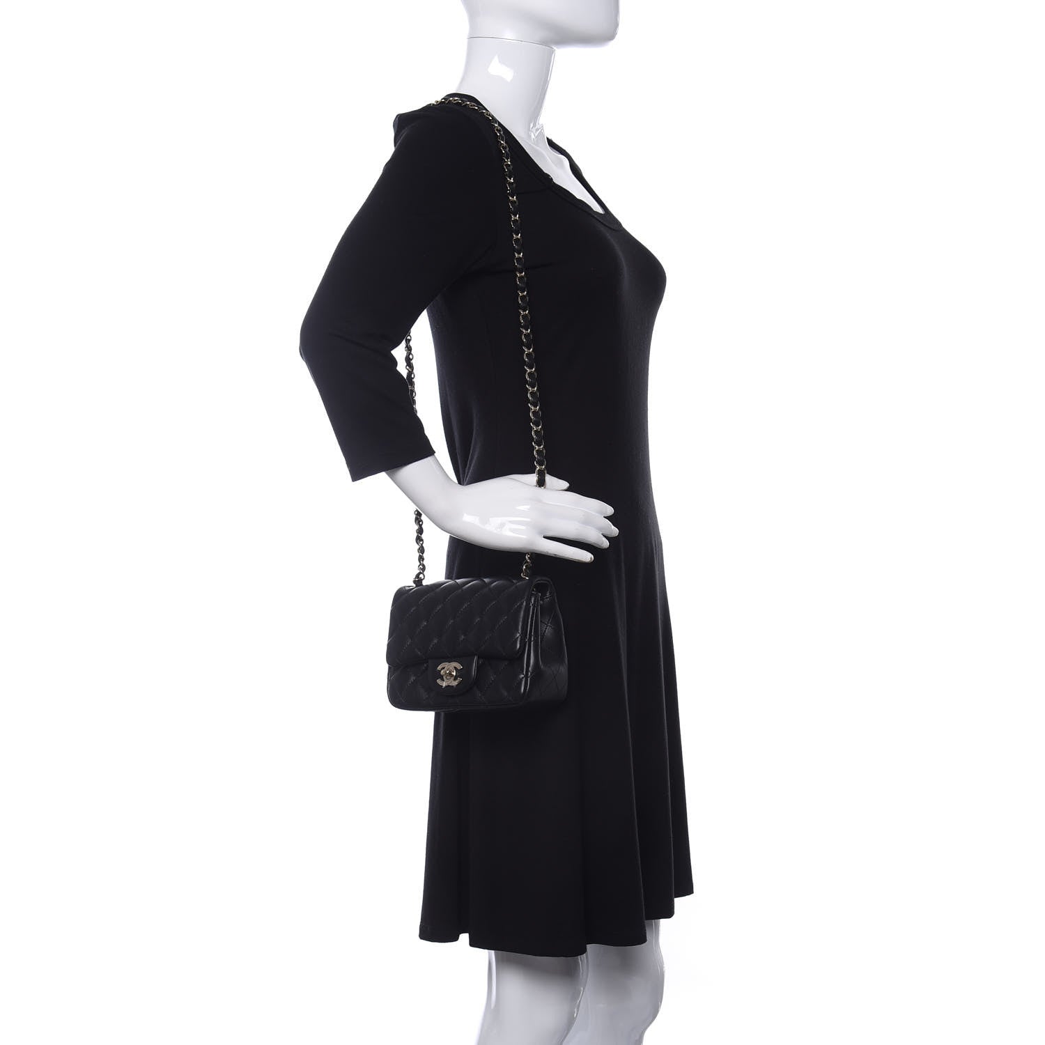 Chanel Lambskin Quilted Mini Square Flap Black 2 of 11