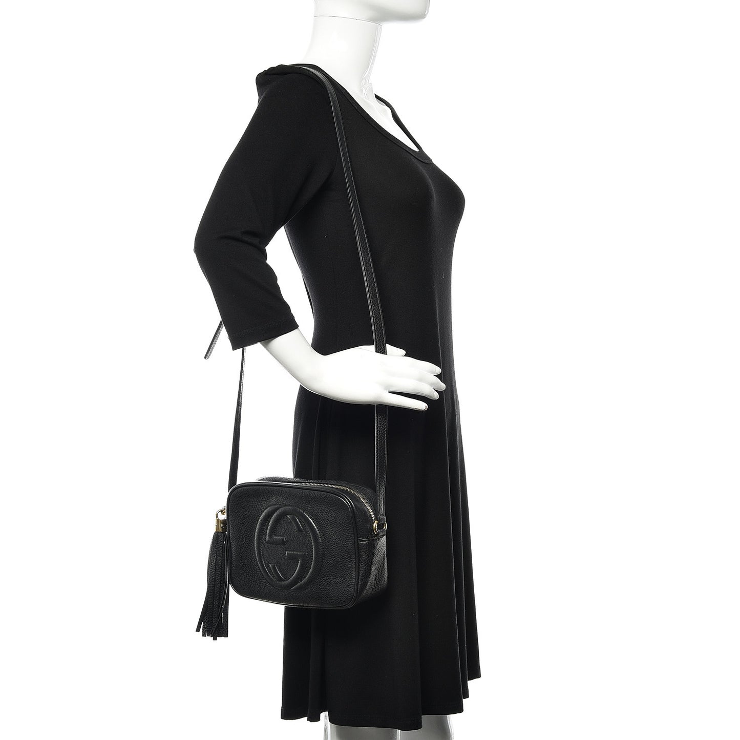 Pebbled Calfskin Small Soho Disco Bag Black