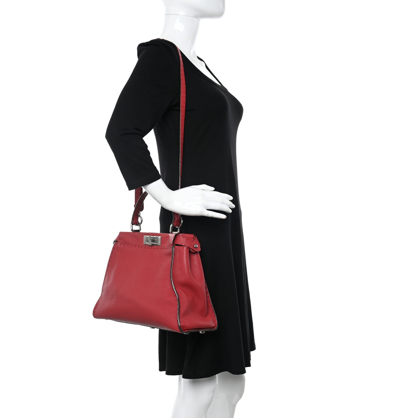 Cuoio Romano Selleria Bi-Color Medium Peekaboo Iconic Satchel Rosso Latte