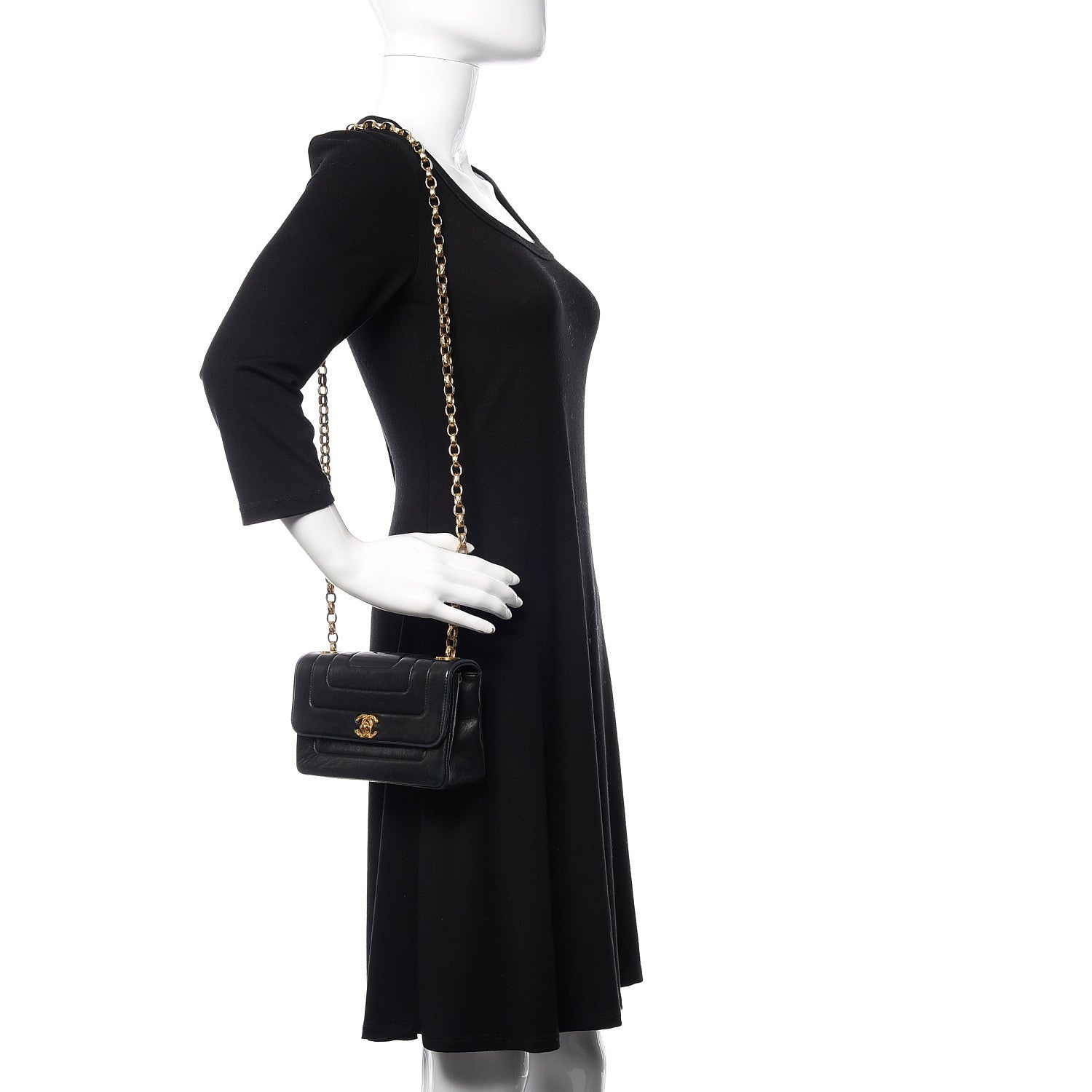 Chanel Lambskin Horizontal Vertical Quilted Small Single Flap Black 2 of 15