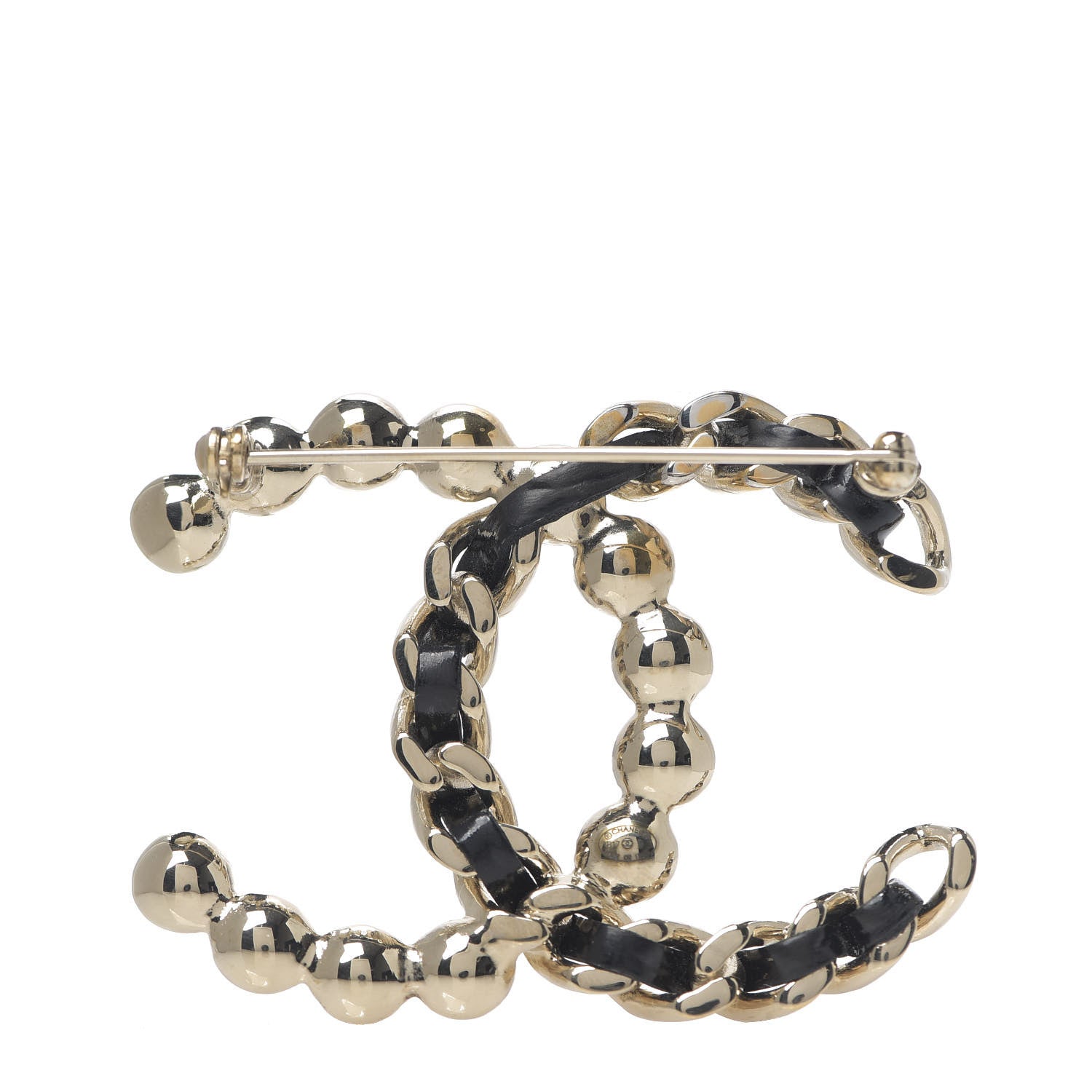 Chanel Lambskin Pearl CC Chain Brooch Black Gold 2 of 3