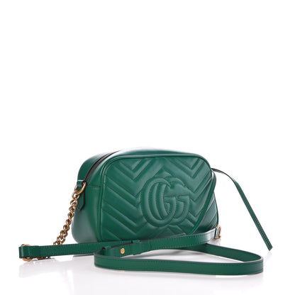 Gucci Calfskin Matelasse Small GG Marmont Chain Shoulder Bag Emerald Green 4 of 7