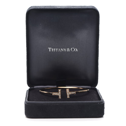 Tiffany 18K Rose Gold Diamond T Wire Bracelet 5 of 5