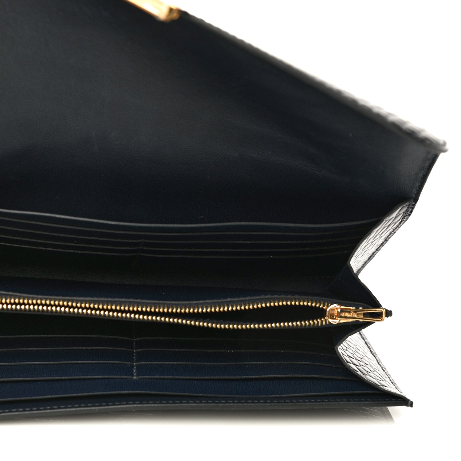 Hermes Shiny Alligator Constance Long Wallet Bleu Marine 5 of 14