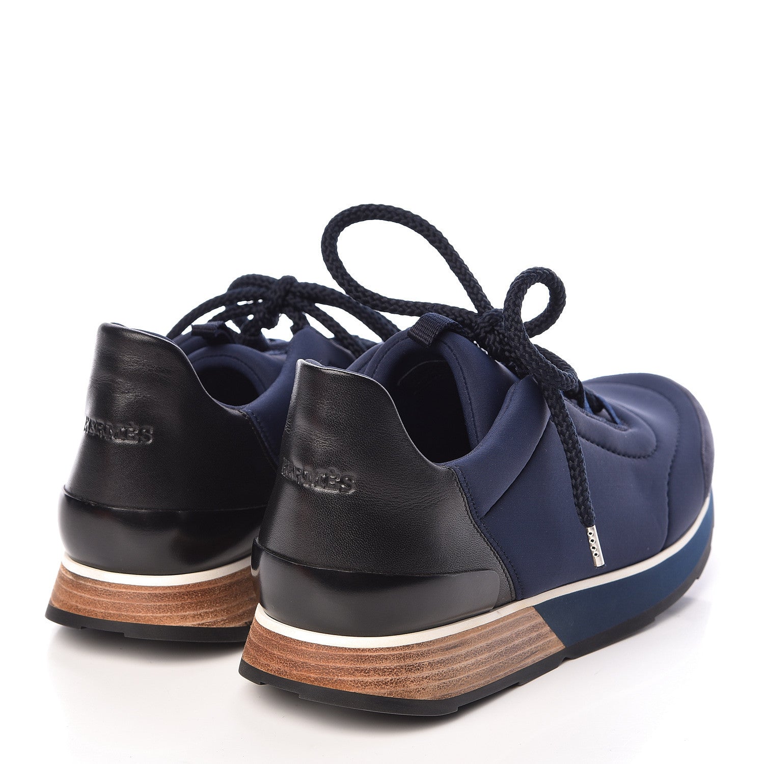 Hermes Technical Canvas Mens Miles Sneakers 40 Marine Black 4 of 10
