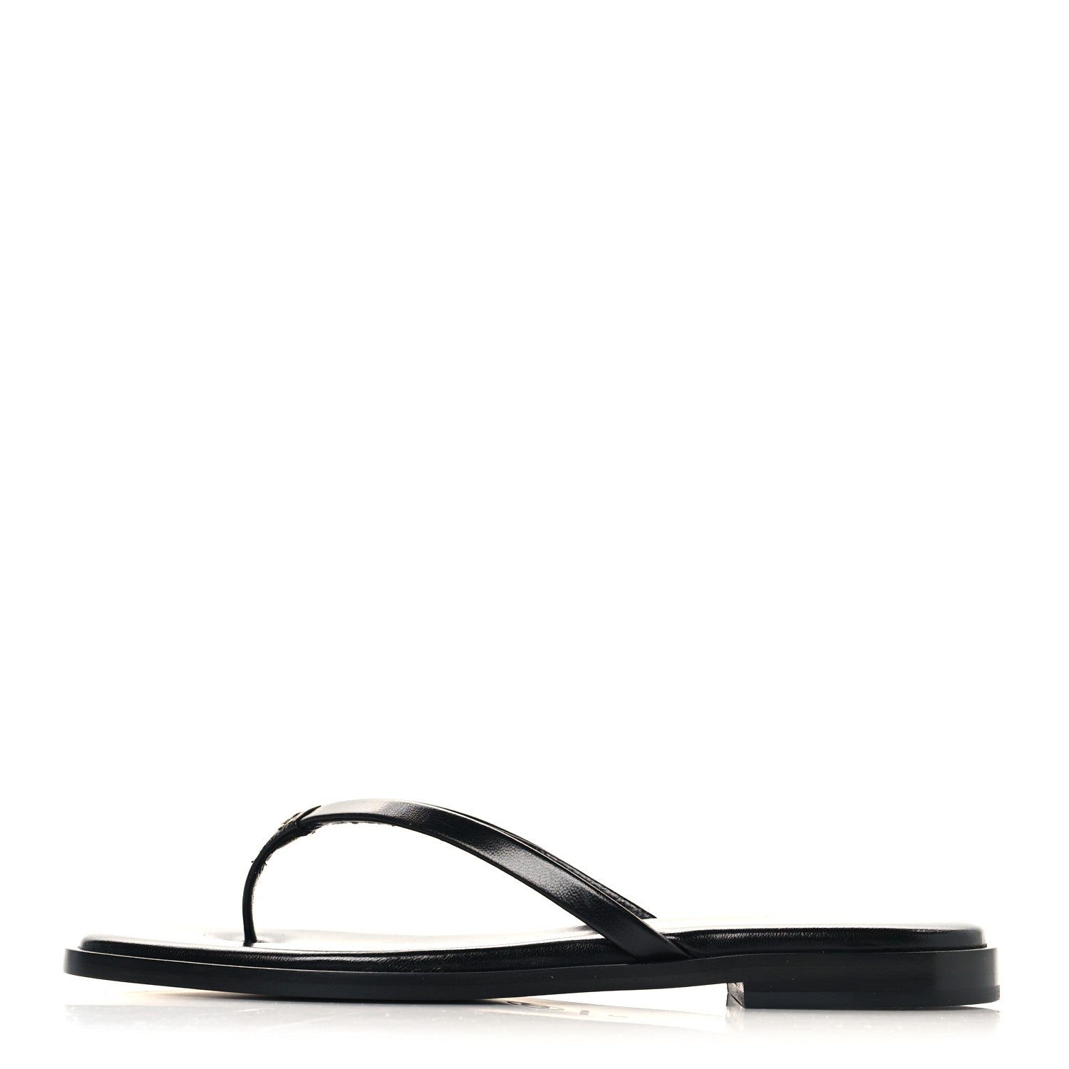 Chanel Goatskin Times Square Thong Sandals 37 Black 1 of 10