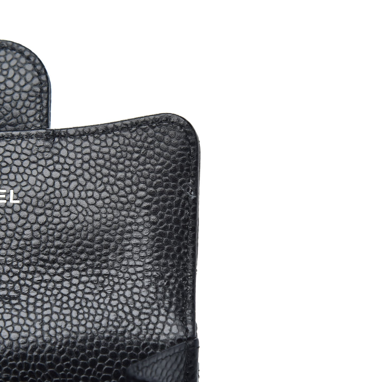 Caviar Quilted Flap Card Holder Wallet Black