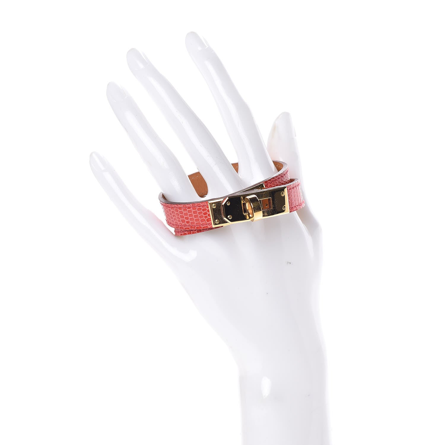 Hermes Lizard Kelly Double Tour Bracelet S Bougainvillea 2 of 6