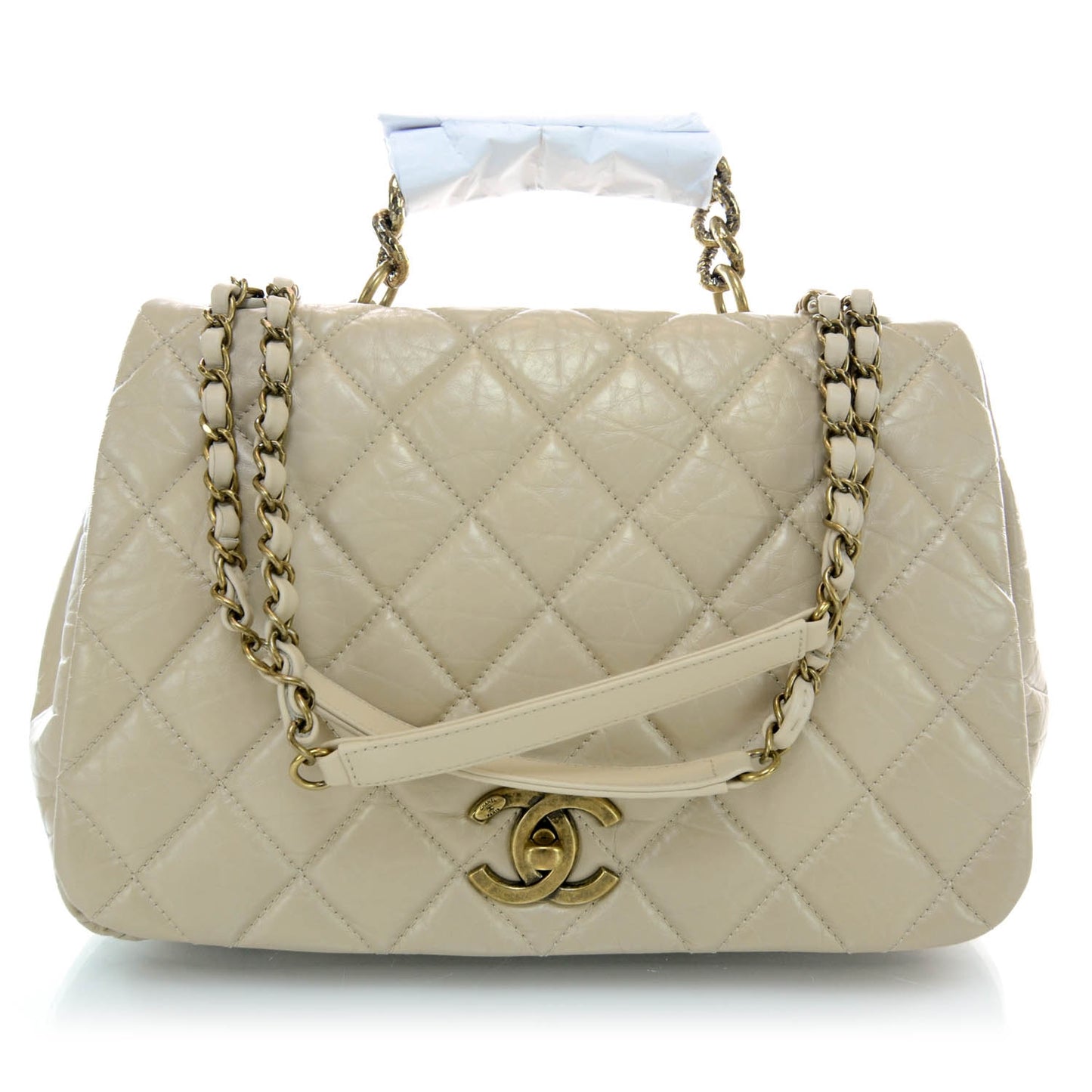 Calfskin Large Pondichery Flap Beige