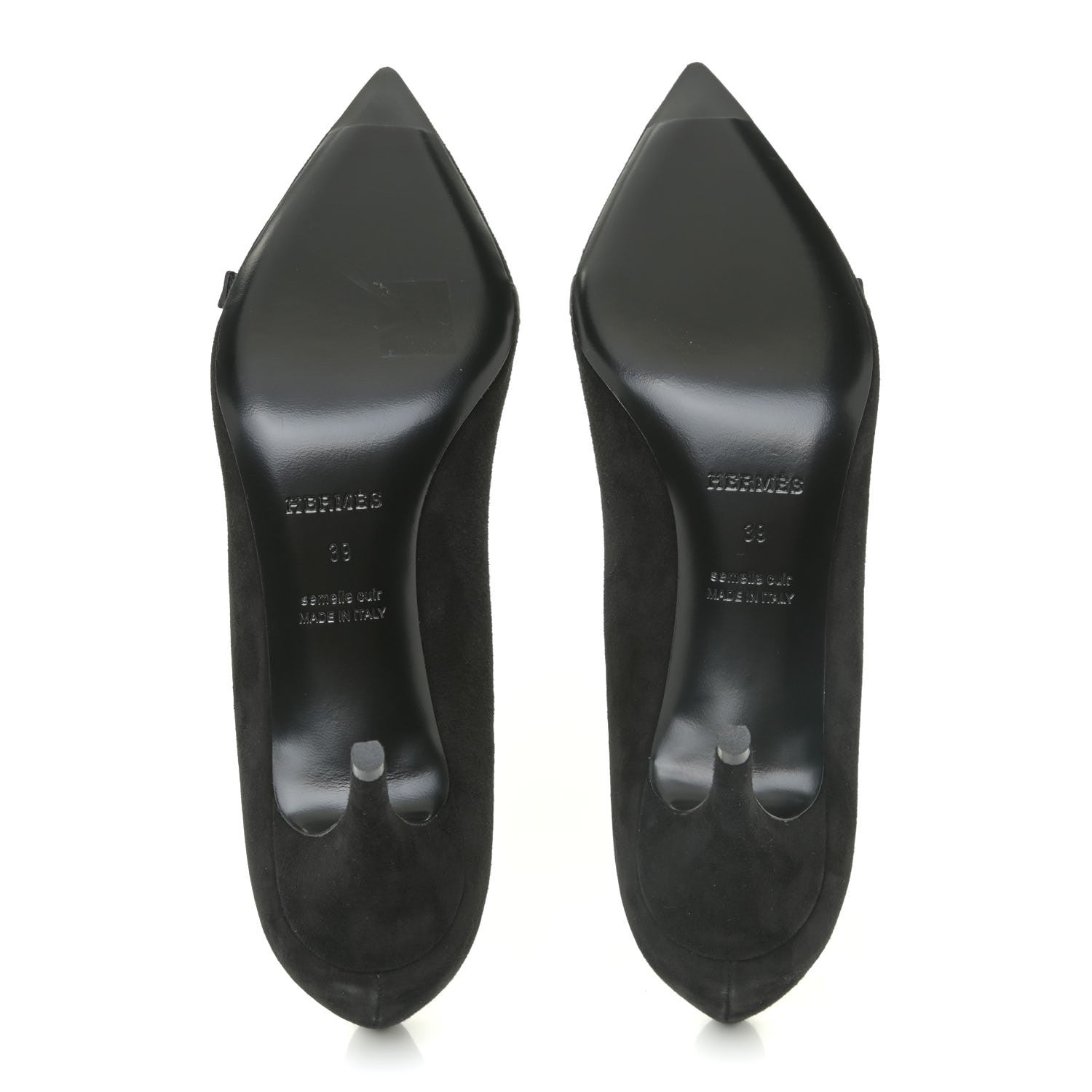 Hermes Chevre Velours Blush Pumps 39 Black 5 of 11