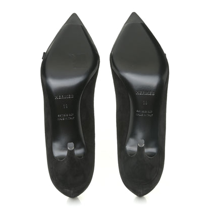 Hermes Chevre Velours Blush Pumps 39 Black 5 of 11