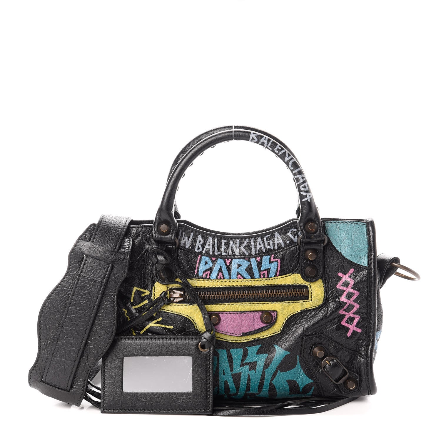 Balenciaga Agneau Arena Graffiti All Over Classic Hardware Mini City Black Multicolor 1 of 8